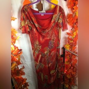 Jessica Taylor | Women’s Short Sleeve Red Multi-print Dress